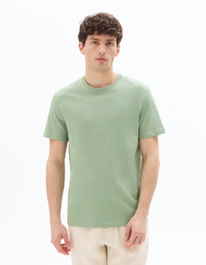 Regular-Fit Pure Cotton Crew-Neck T-Shirt - Green — view 2