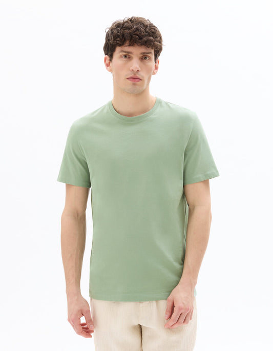 Regular-Fit Pure Cotton Crew-Neck T-Shirt - Green — view 2
