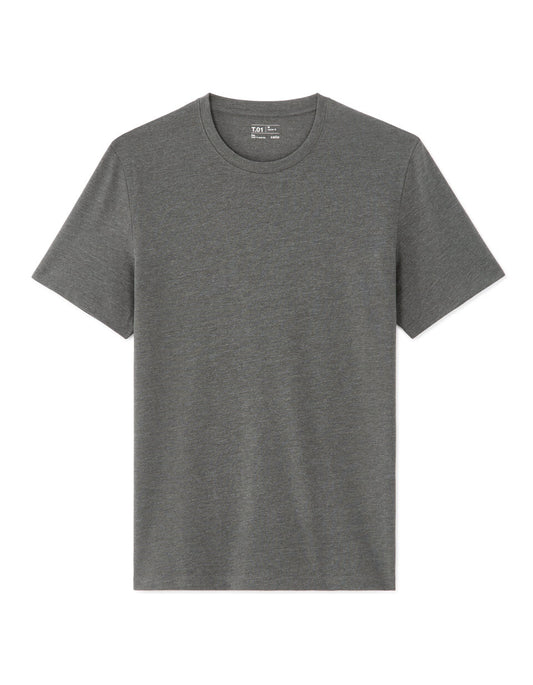 Regular-Fit Pure Cotton Crew-Neck T-Shirt - Heather Anthracite — view 1