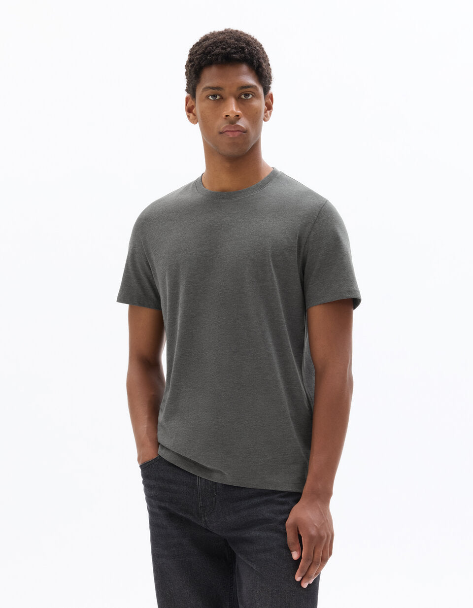 Regular-Fit Pure Cotton Crew-Neck T-Shirt - Heather Anthracite — view 2