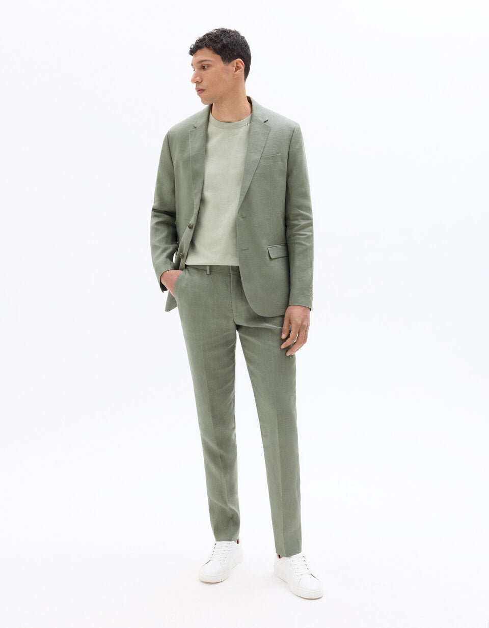 Slim-Fit Pure Linen Suit Trousers - Khaki — view 2