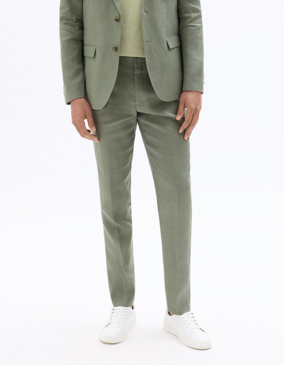 Slim-Fit Pure Linen Suit Trousers - Khaki — view 3