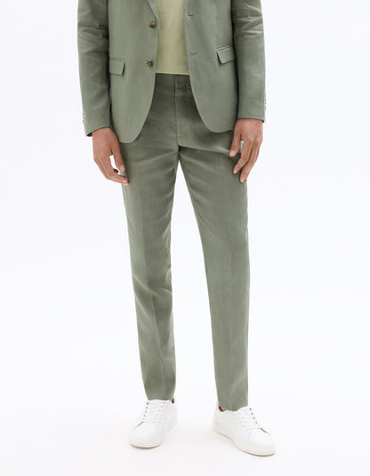 Slim-Fit Pure Linen Suit Trousers - Khaki — view 3