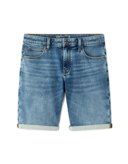 Straight-Fit Denim Bermuda Shorts - Blue — view 1