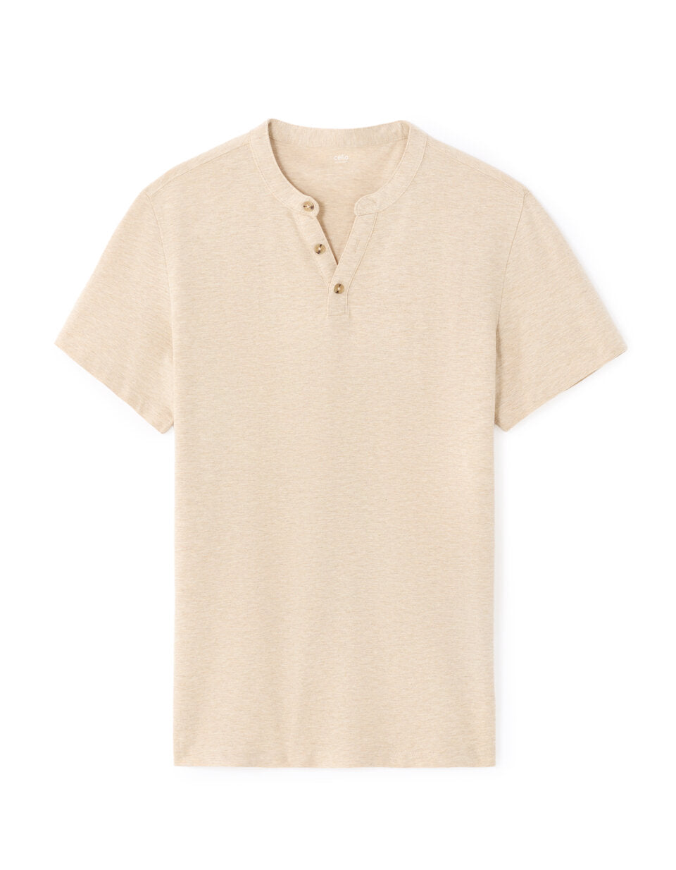 Regular-Fit Cotton-Blend Henley T-Shirt - Beige — view 1