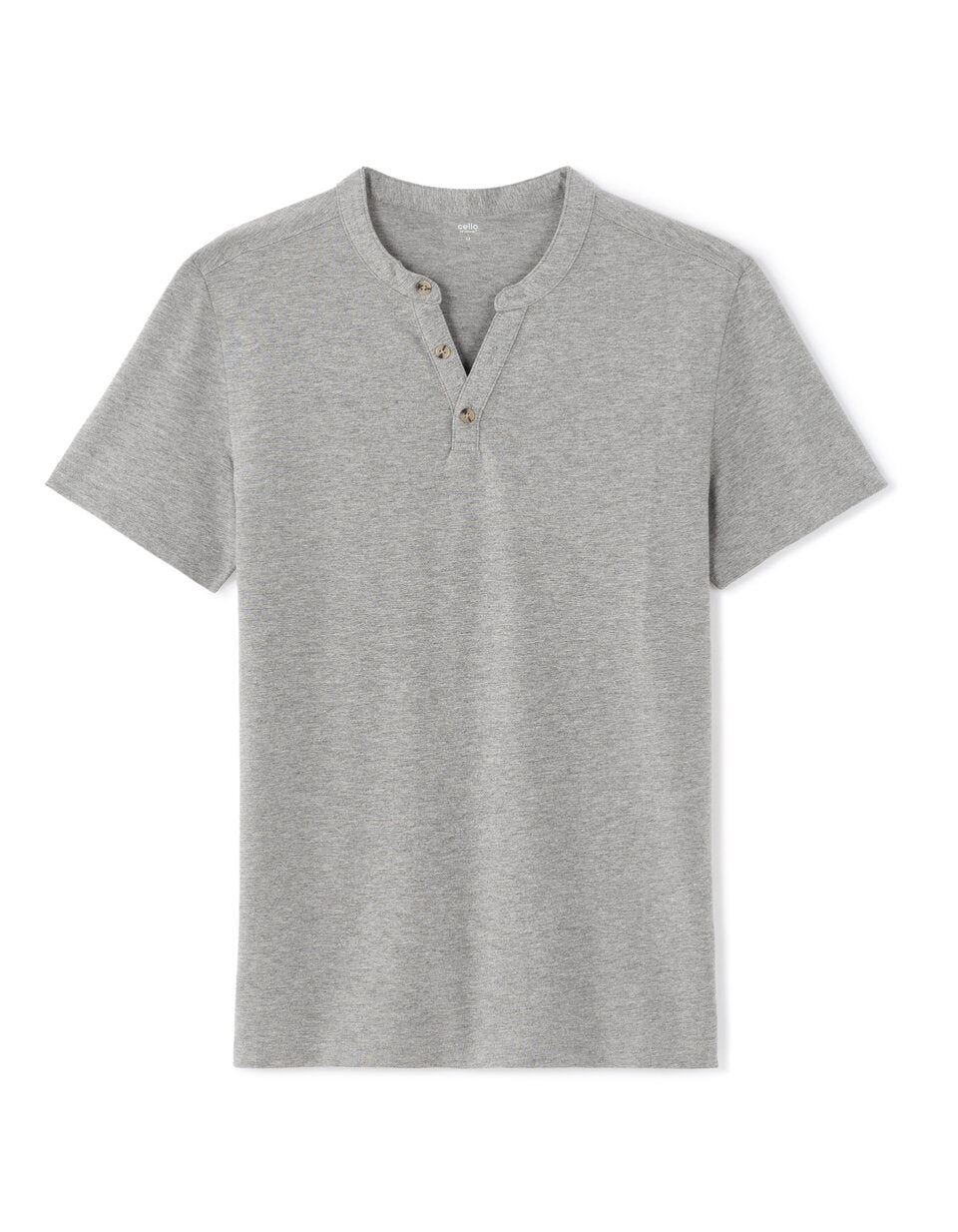 Regular-Fit Cotton-Blend Henley T-Shirt - Grey — view 1