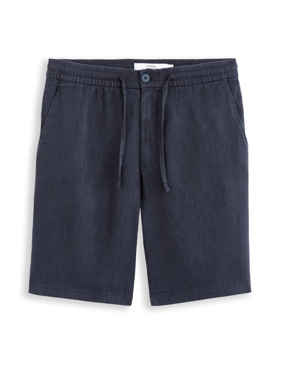 Pure Linen Bermuda Shorts - Navy — view 1