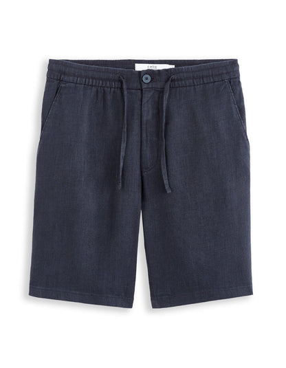 Pure Linen Bermuda Shorts - Navy — view 1