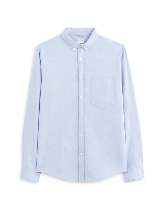 Regular-Fit Pure Cotton Oxford Shirt - Light Blue — view 1