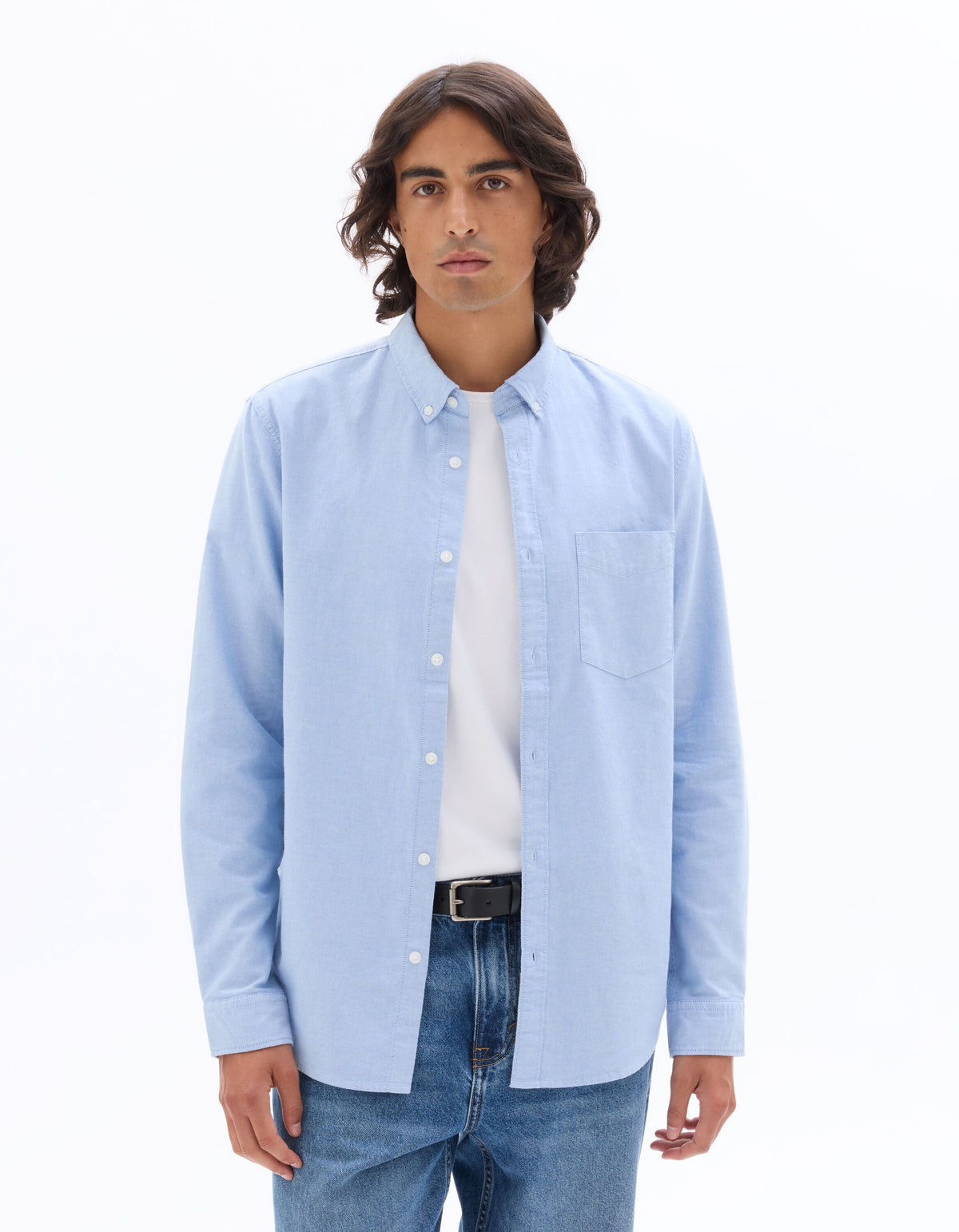 Regular-Fit Pure Cotton Oxford Shirt - Light Blue — view 2