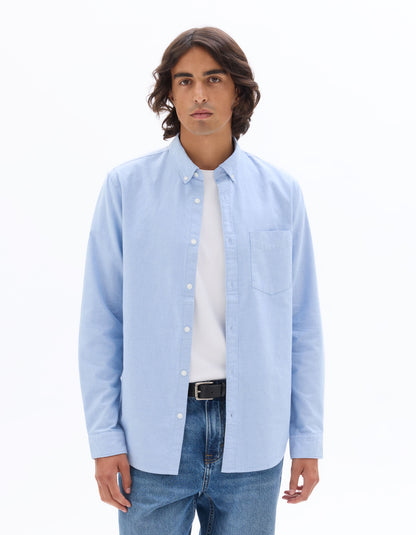 Regular-Fit Pure Cotton Oxford Shirt - Light Blue — view 2