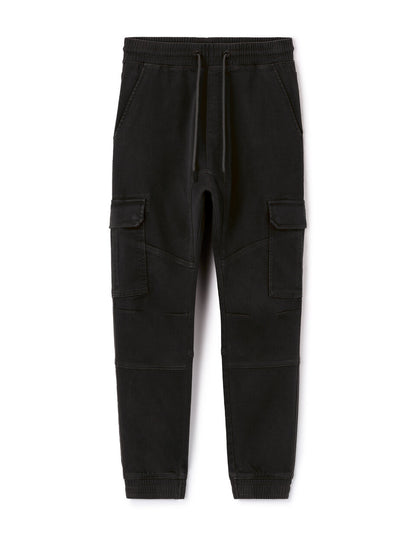 Slim-Fit Stretch Cotton Cargo Trousers - Black — view 1