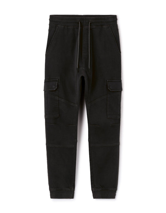 Slim-Fit Stretch Cotton Cargo Trousers - Black — view 1