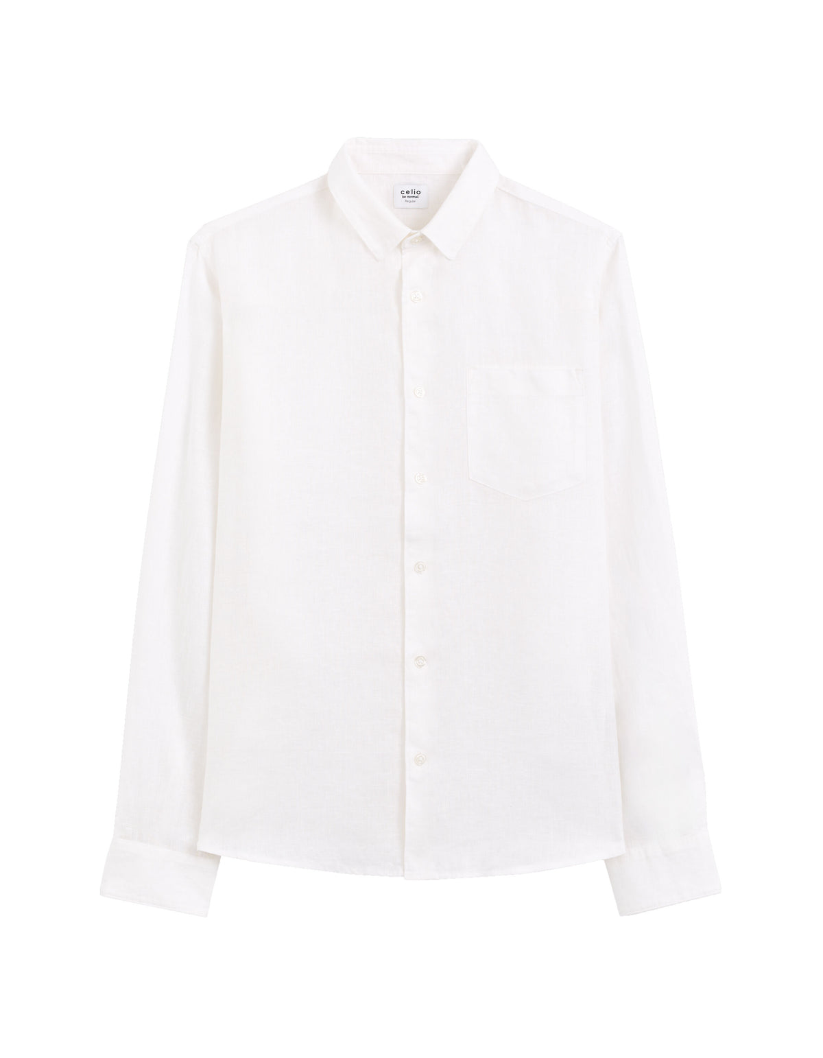 Regular-Fit Pure Linen Shirt - White — view 1
