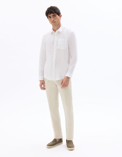 Regular-Fit Pure Linen Shirt - White — view 3