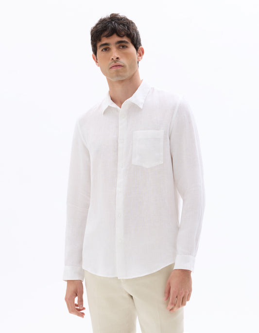 Regular-Fit Pure Linen Shirt - White — view 2