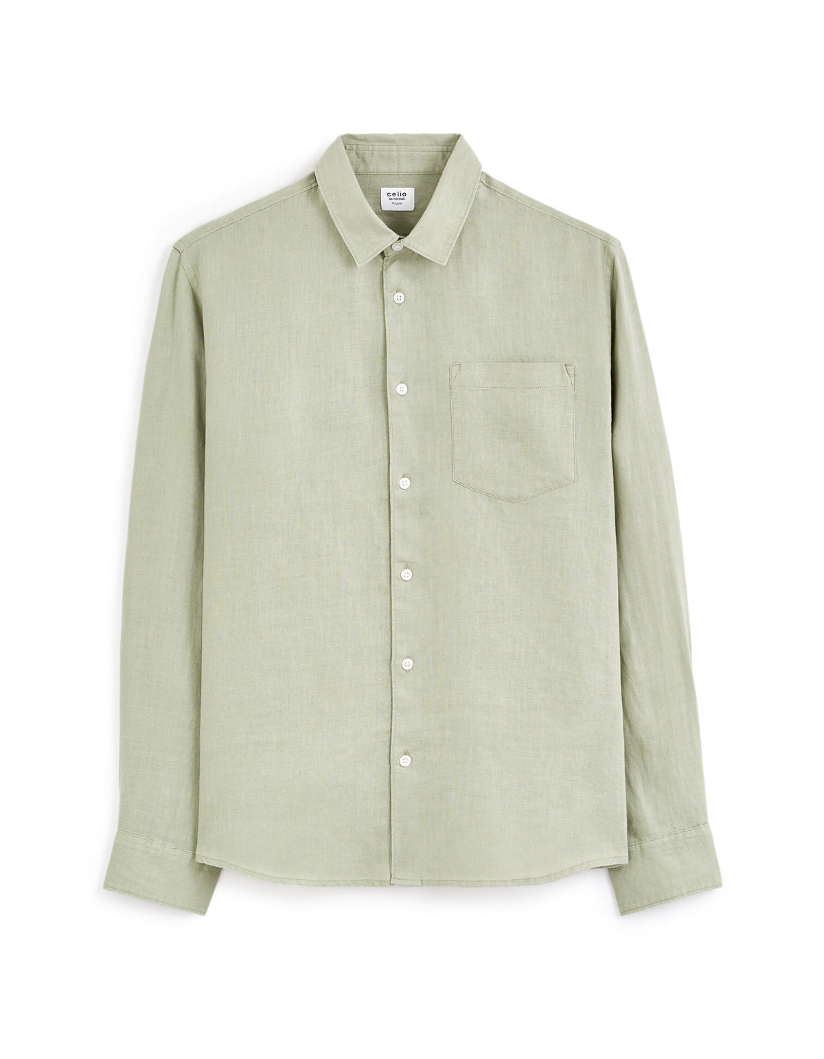 Regular-Fit Pure Linen Shirt - Sage Green — view 1