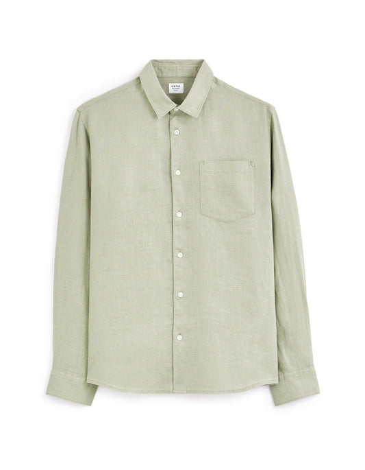 Regular-Fit Pure Linen Shirt - Sage Green — view 1