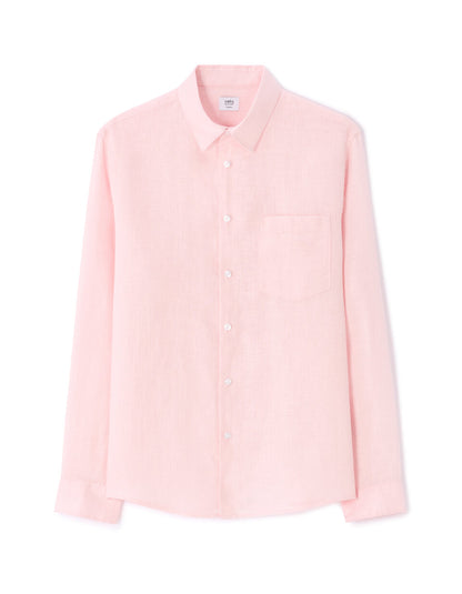 Regular-Fit Pure Linen Shirt - Pink — view 1