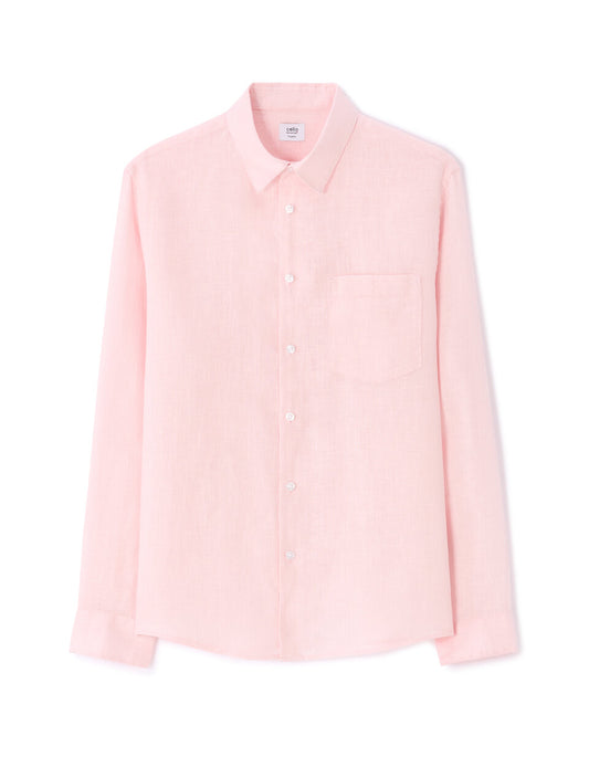 Regular-Fit Pure Linen Shirt - Pink — view 1