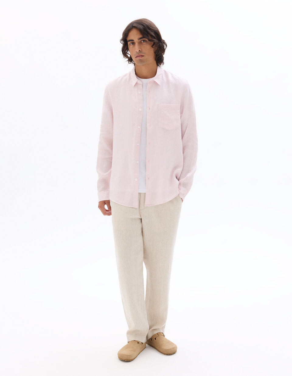 Regular-Fit Pure Linen Shirt - Pink — view 2