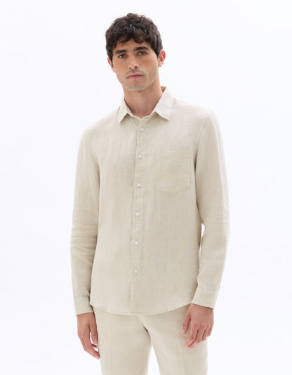 Regular-Fit Pure Linen Shirt - Natural — view 3