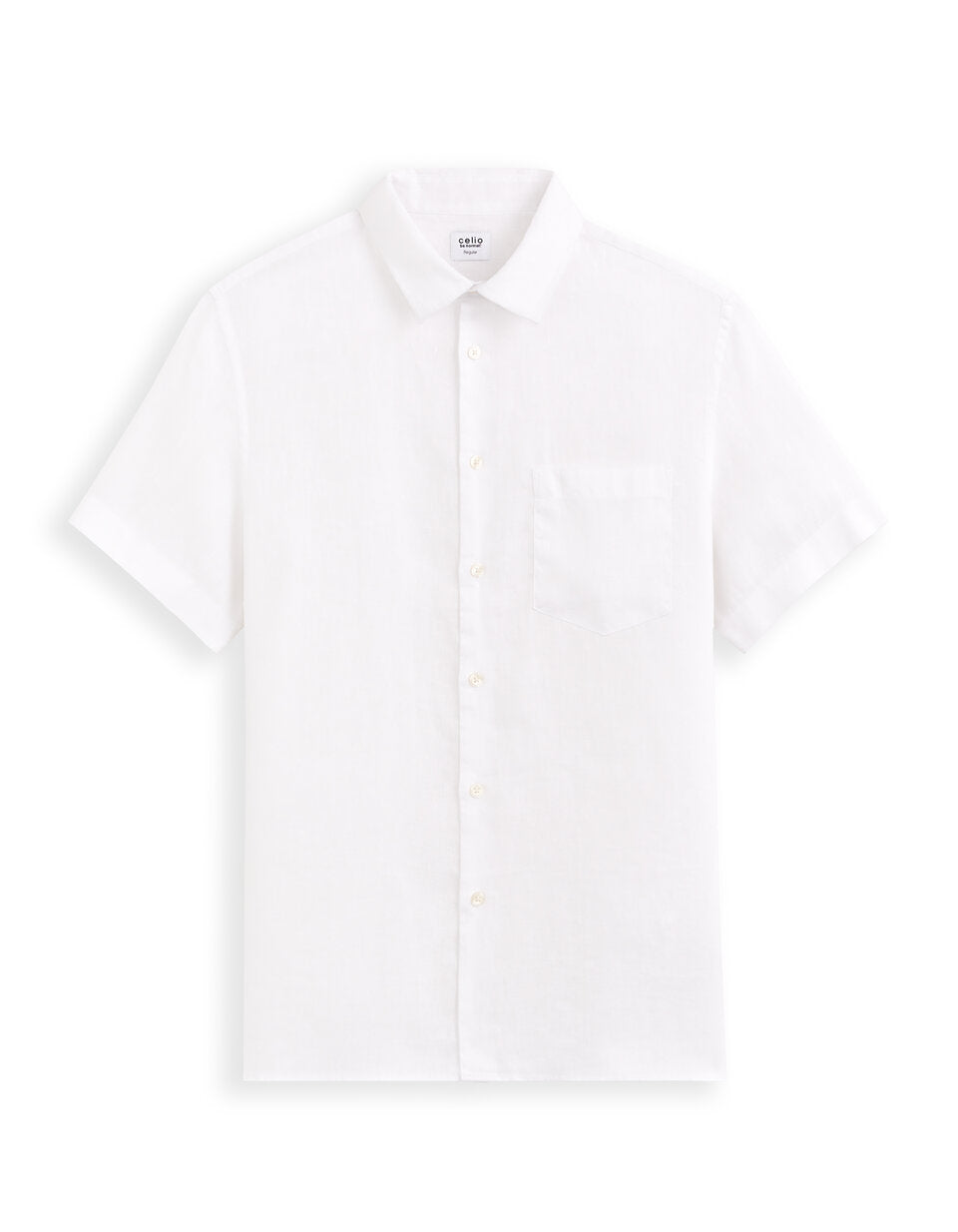 Regular-Fit Pure Linen Short-Sleeve Shirt - White — view 1