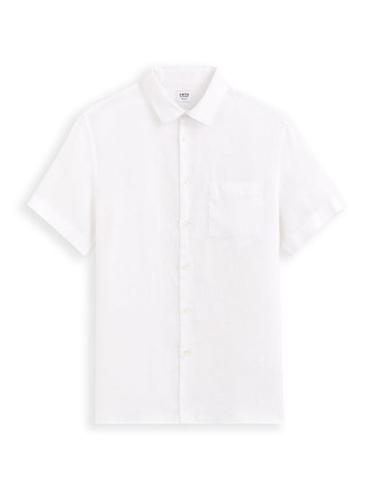 Regular-Fit Pure Linen Short-Sleeve Shirt - White — view 1