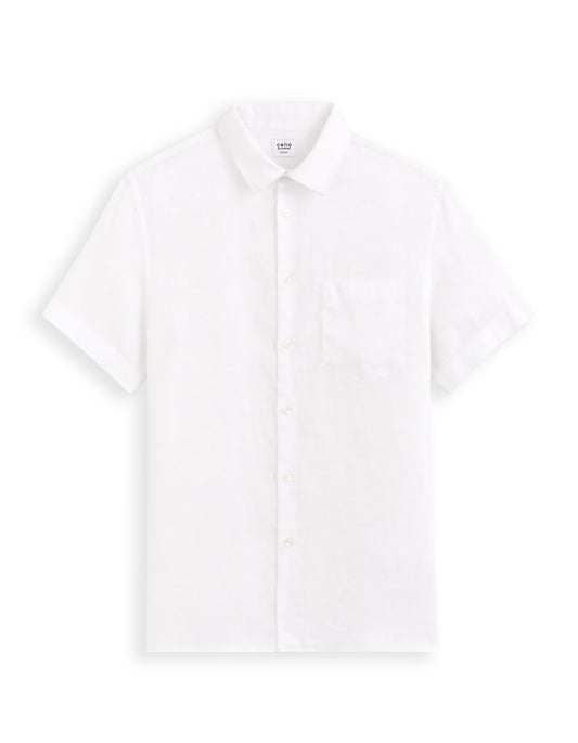 Regular-Fit Pure Linen Short-Sleeve Shirt - White — view 1