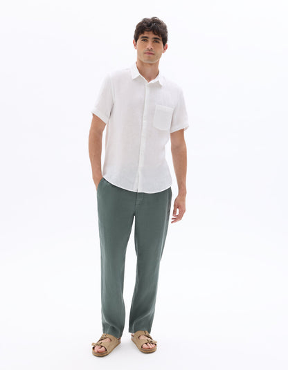 Regular-Fit Pure Linen Short-Sleeve Shirt - White — view 2