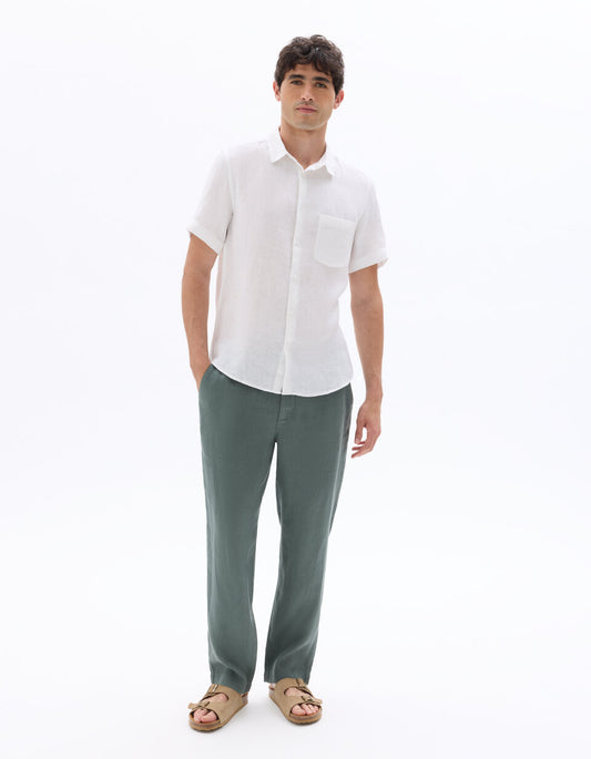Regular-Fit Pure Linen Short-Sleeve Shirt - White — view 2