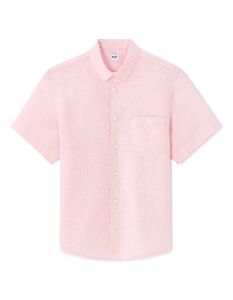 Regular-Fit Pure Linen Short-Sleeve Shirt - Pink — view 1