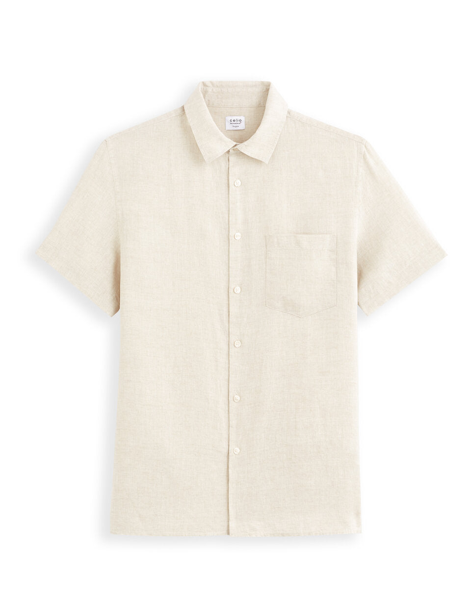 Regular-Fit Pure Linen Short-Sleeve Shirt - Natural — view 1