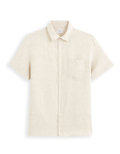 Regular-Fit Pure Linen Short-Sleeve Shirt - Natural — view 1