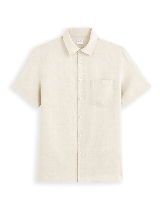 Regular-Fit Pure Linen Short-Sleeve Shirt - Natural — view 1