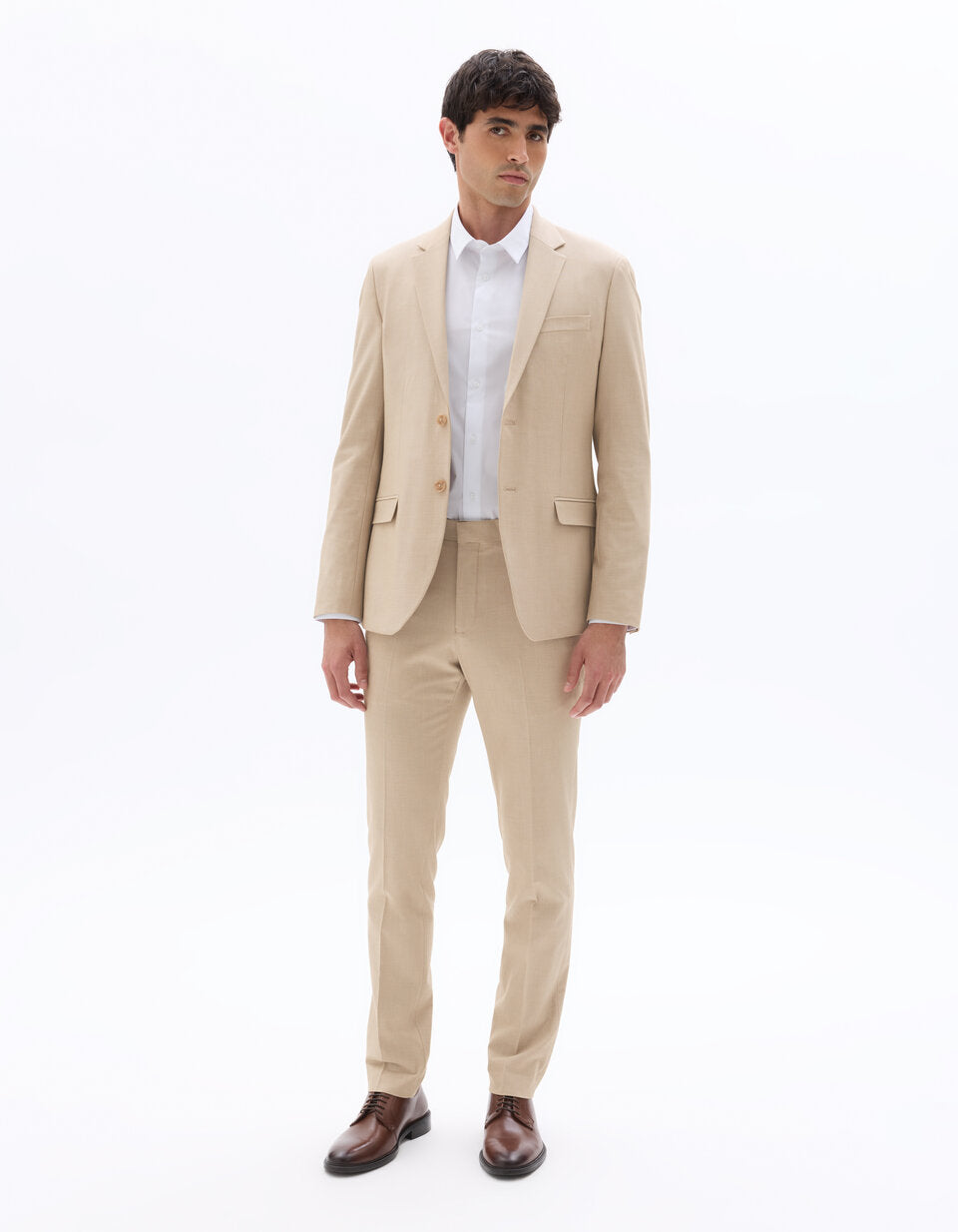 Slim-Fit Stretch Suit Jacket - Light Beige — view 2