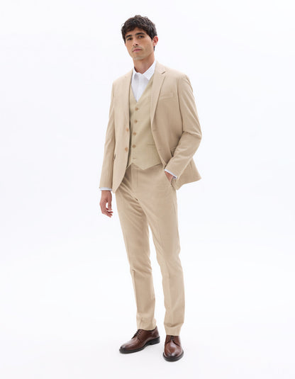 Slim-Fit Stretch Suit Trousers - Light Beige — view 2