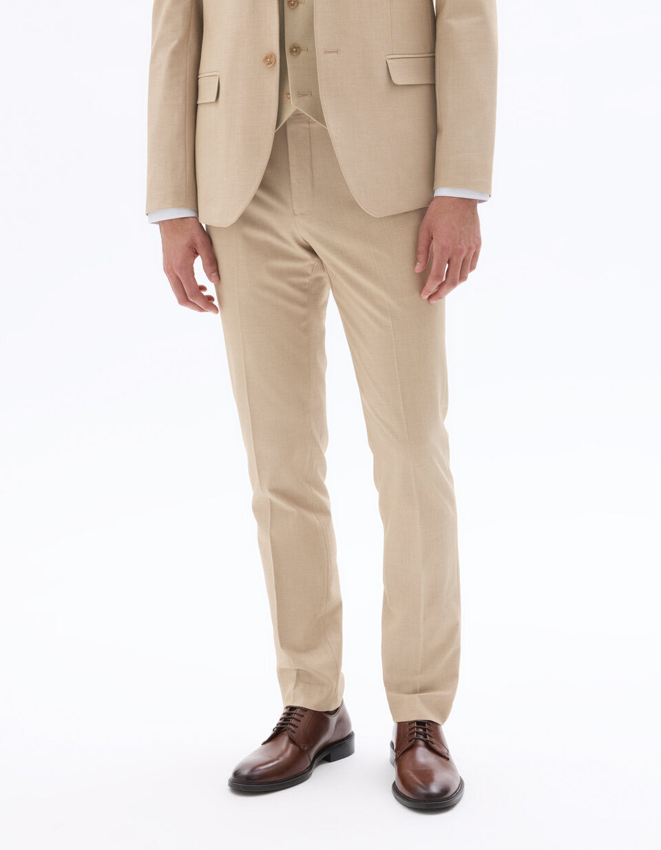 Slim-Fit Stretch Suit Trousers - Light Beige — view 3