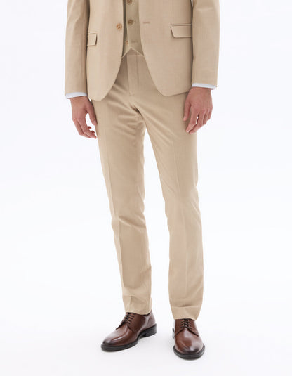 Slim-Fit Stretch Suit Trousers - Light Beige — view 3