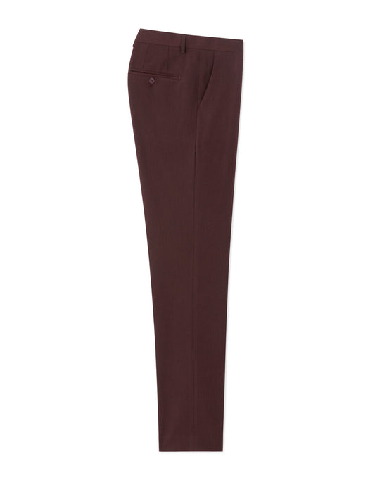 Slim-Fit Stretch Suit Trousers - Burgundy — view 1