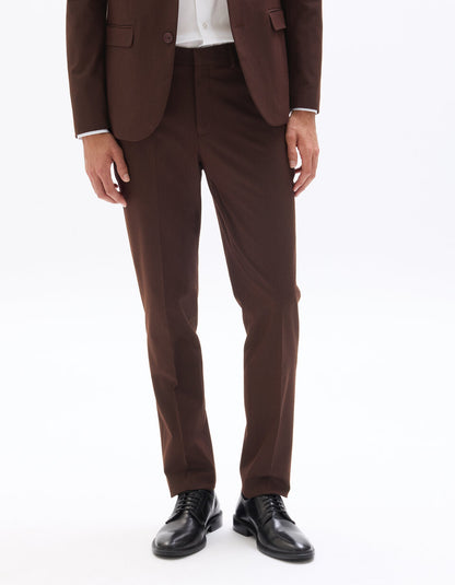 Slim-Fit Stretch Suit Trousers - Burgundy — view 3