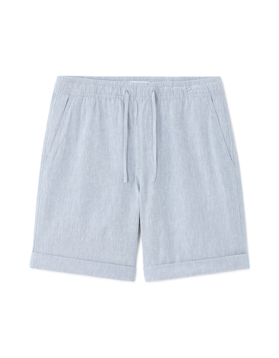 Linen-Cotton Bermuda Shorts - Blue — view 1