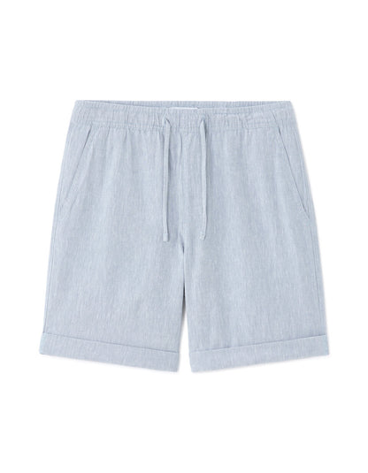 Linen-Cotton Bermuda Shorts - Blue — view 1