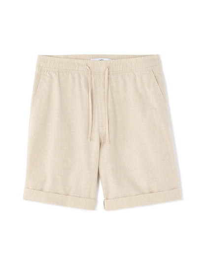 Linen-Cotton Bermuda Shorts - Natural — view 1