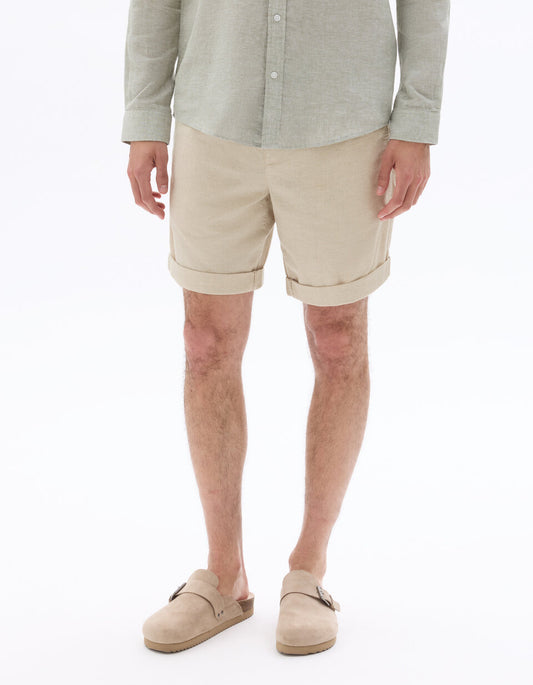 Linen-Cotton Bermuda Shorts - Natural — view 2