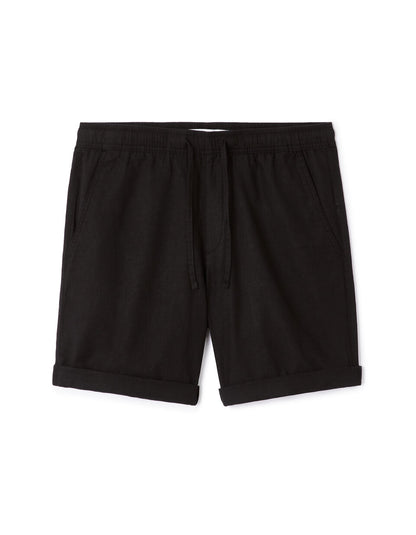 Linen-Cotton Bermuda Shorts - Black — view 1