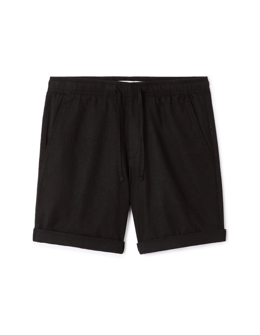 Linen-Cotton Bermuda Shorts - Black — view 1