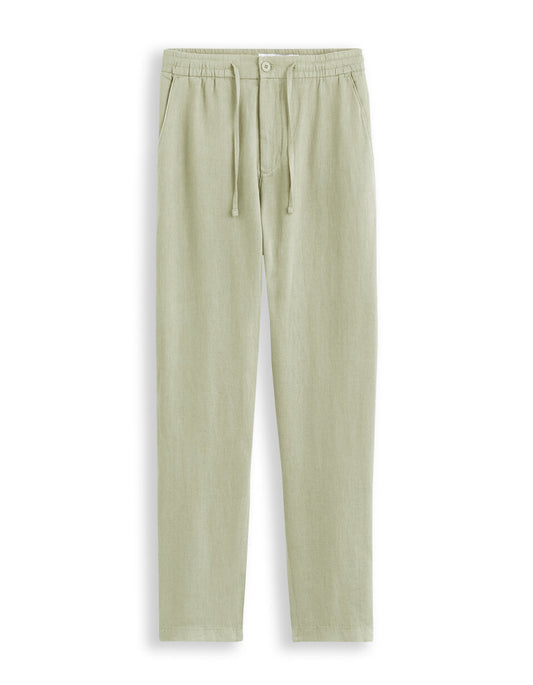 Straight-Fit Pure Linen Trousers - Sage Green — view 1