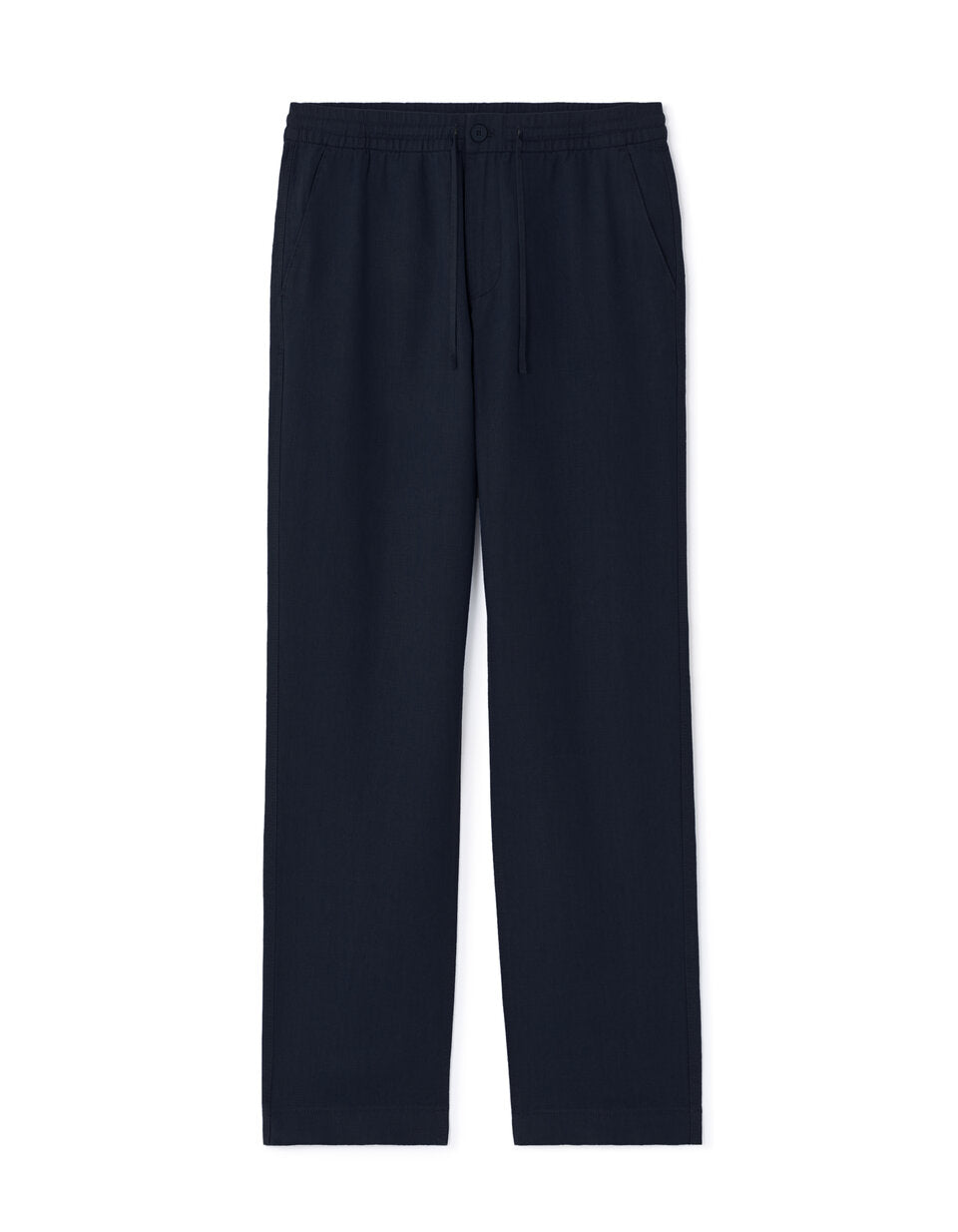 Straight-Fit Pure Linen Trousers - Navy — view 1