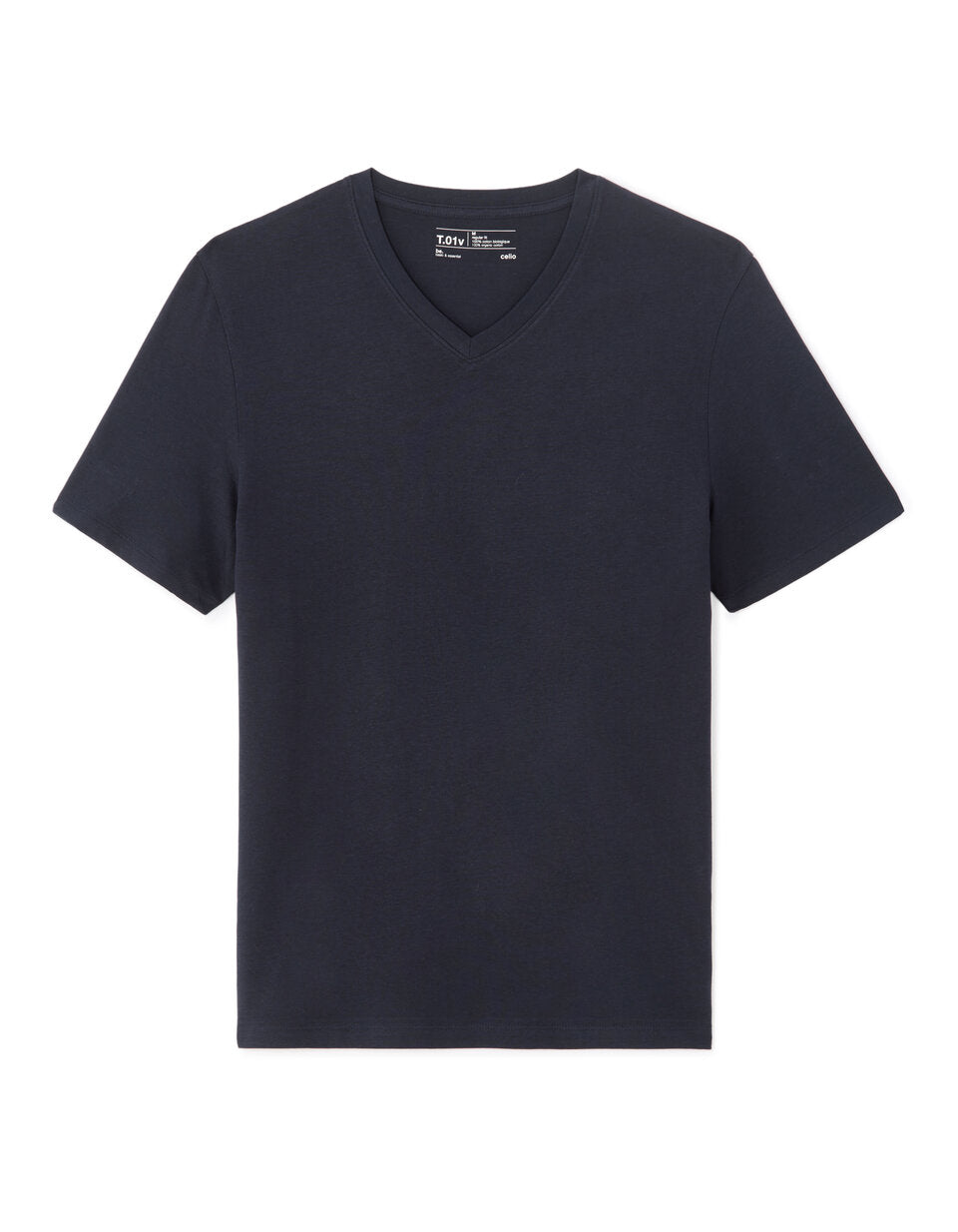 Regular-Fit Pure Cotton V-Neck T-Shirt - Navy — view 1